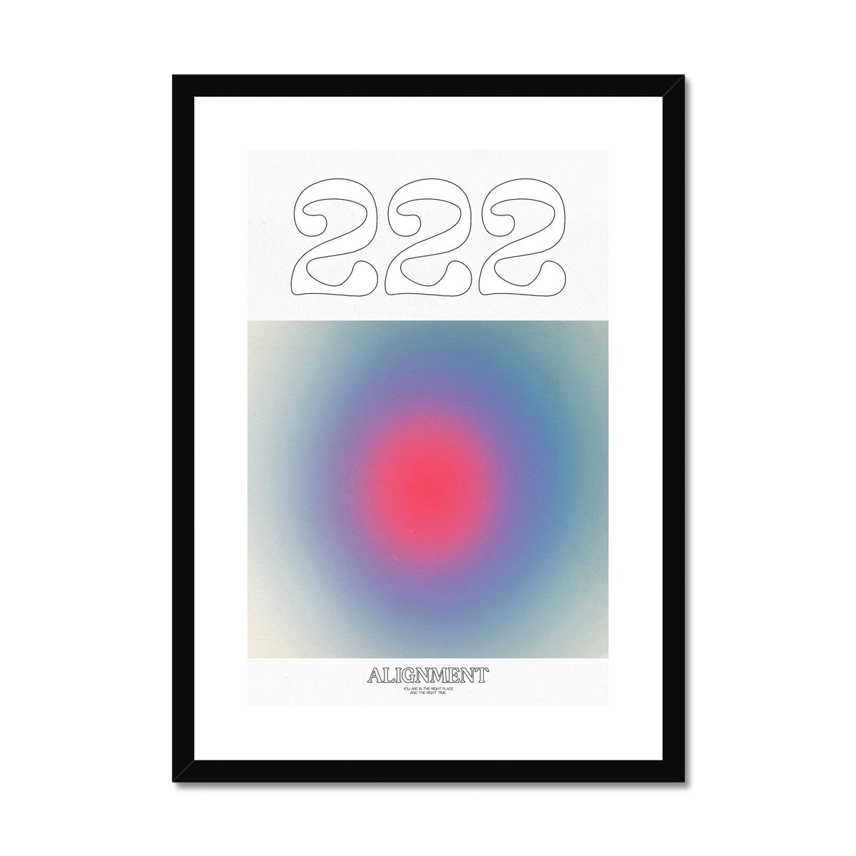 An angel number art print with a gradient aura. Add a touch of angel energy to your walls with a angel number auras. The perfect wall art posters to create a soft and dreamy aesthetic with your apartment or dorm decor. 222 Alignment: You Are In The Right Place And The Right Time.