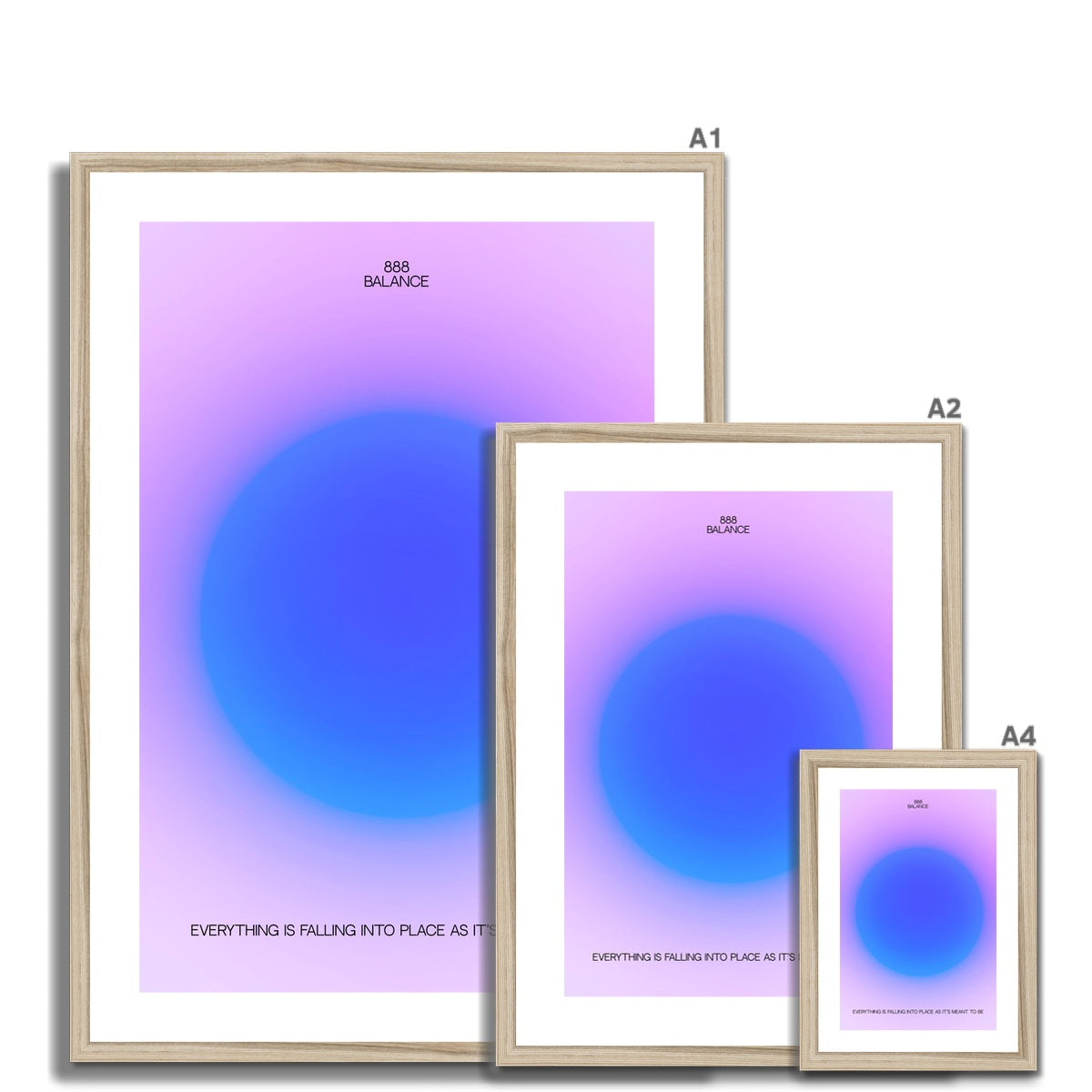 An angel number art print with a gradient aura. Add a touch of angel energy to your walls with a angel number auras. The perfect wall art posters to create a soft and dreamy aesthetic with your apartment or dorm decor. 888 Balance: Everything Is Falling Into Place As It’s Meant To Be.