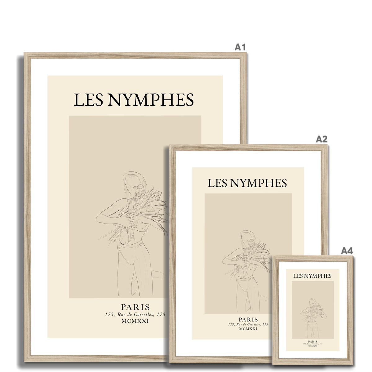 © les muses / Les Nymphes is a dreamy wall art collection featuring line art drawings of the female figure. The minimalist feminine art prints add a vintage Parisian touch to any wall gallery.