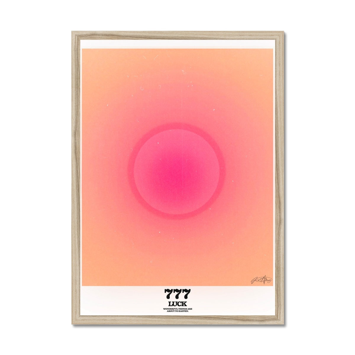 An angel number art print with a gradient aura. Add a touch of angel energy to your walls with a angel number auras. The perfect wall art posters to create a soft and dreamy aesthetic with your apartment or dorm decor. 777 Luck: Wonderful Things Are About To Happen