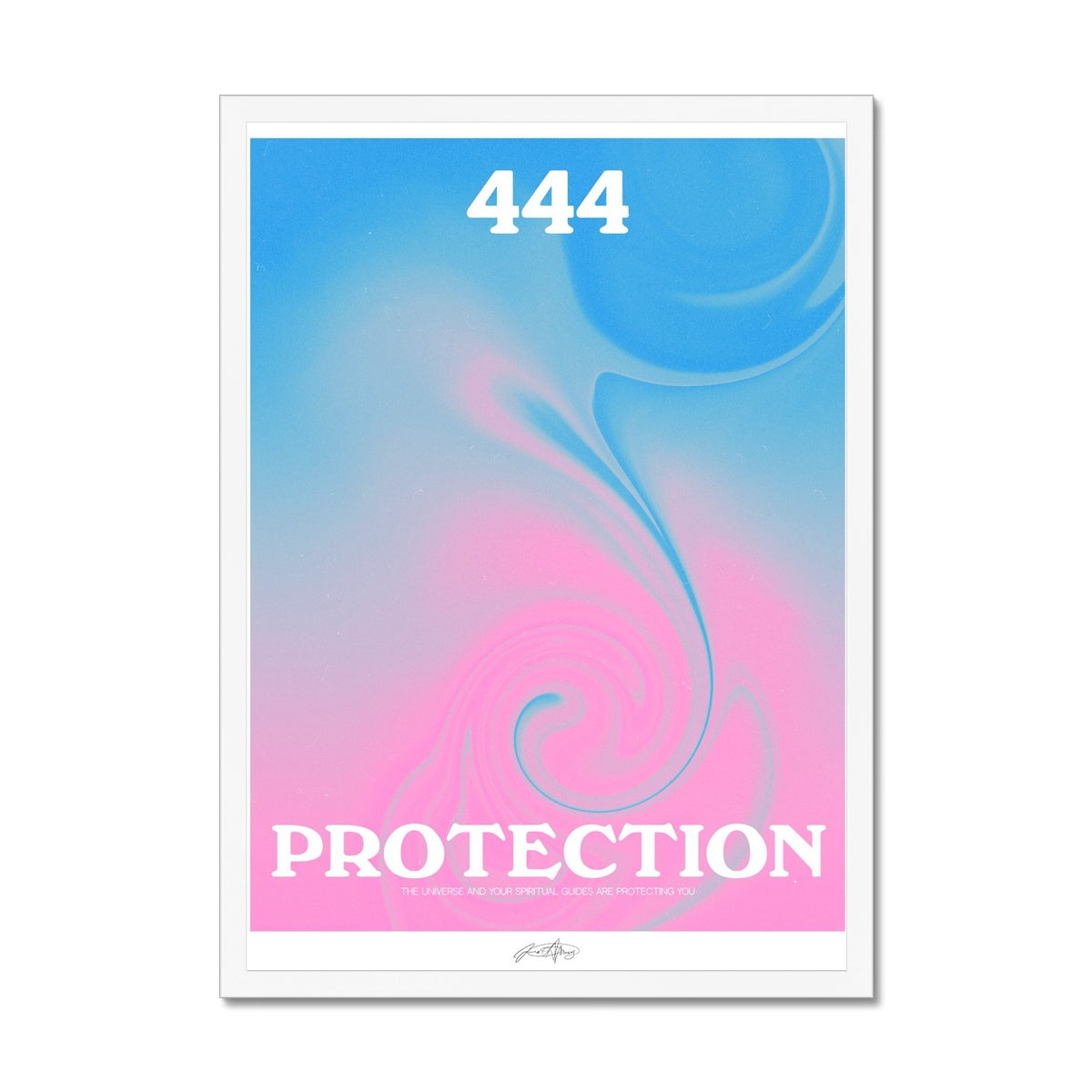 An angel number art print with a gradient aura. Add a touch of angel energy to your walls with a angel number auras. The perfect wall art posters to create a soft and dreamy aesthetic with your apartment or dorm decor. 444 Protection: The Universe And Your Spiritual Guides Are Protecting You.