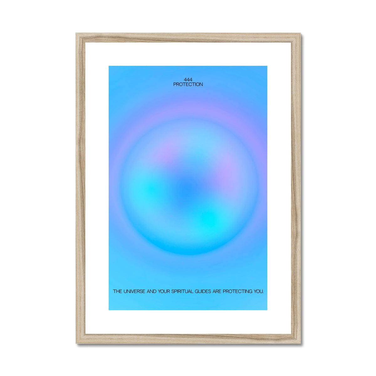 An angel number art print with a gradient aura. Add a touch of angel energy to your walls with a angel number auras. The perfect wall art posters to create a soft and dreamy aesthetic with your apartment or dorm decor. 444 Protection: The Universe And Your Spiritual Guides Are Protecting You.