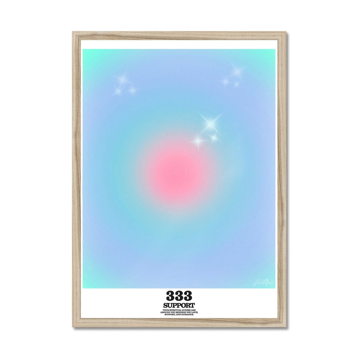 An angel number art print with a gradient aura. Add a touch of angel energy to your walls with a angel number auras. The perfect wall art posters to create a soft and dreamy aesthetic with your apartment or dorm decor. 333 Support: Your Spiritual Guides Are All Around You Sending You Love, Support And Guidance.