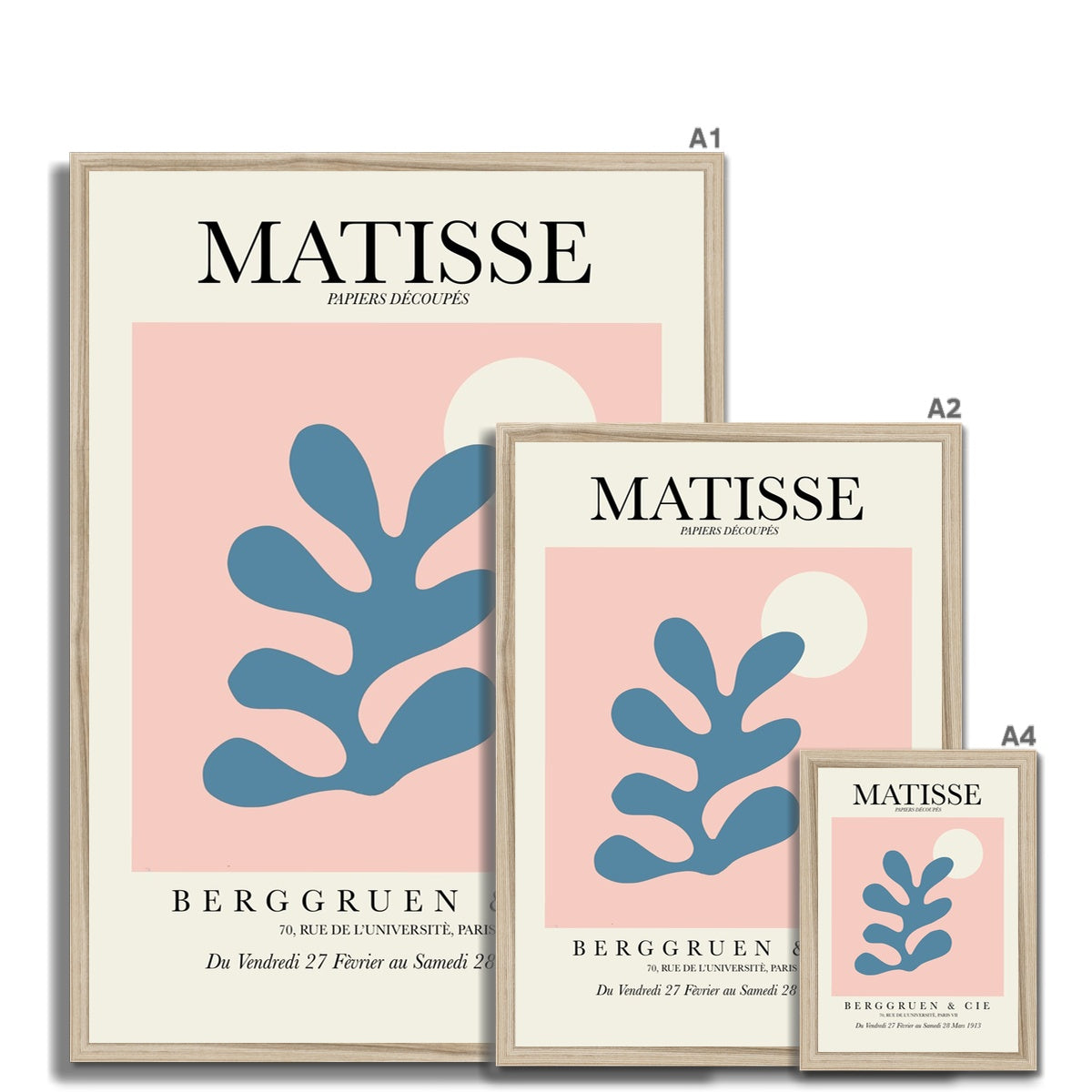 © les muses / Matisse wall art prints featuring flora cut outs or "Papiers Découpés" in a danish pastel style. Matisse exhibition posters with paper cut-outs. Berggruen & Cie museum prints for your gallery wall.