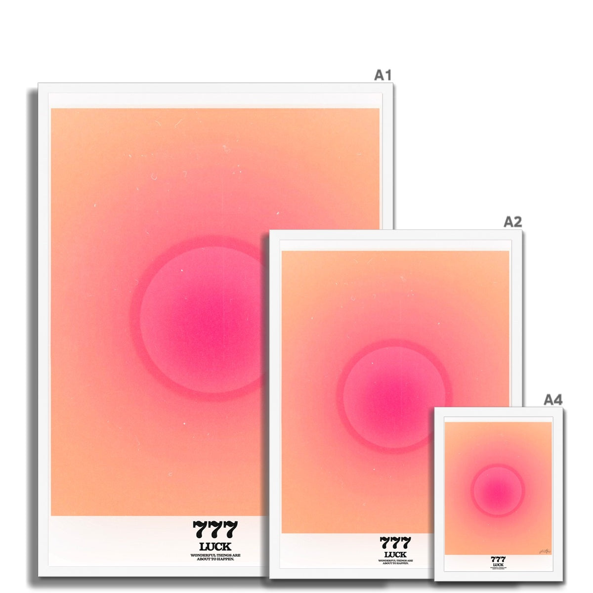 An angel number art print with a gradient aura. Add a touch of angel energy to your walls with a angel number auras. The perfect wall art posters to create a soft and dreamy aesthetic with your apartment or dorm decor. 777 Luck: Wonderful Things Are About To Happen