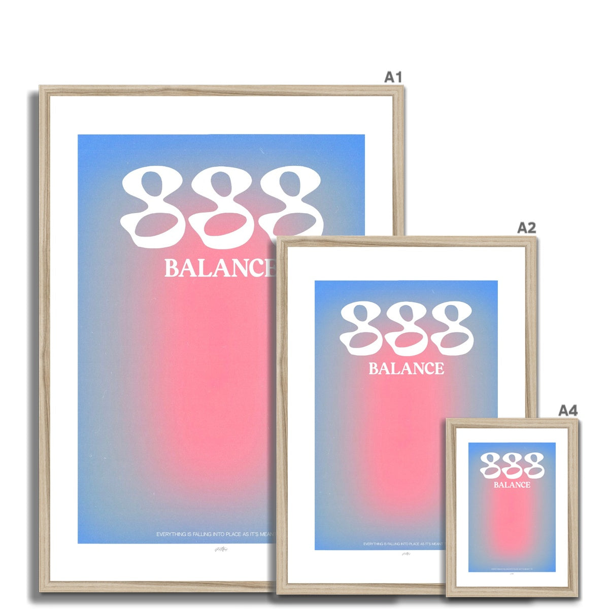 An angel number art print with a gradient aura. Add a touch of angel energy to your walls with a angel number auras. The perfect wall art posters to create a soft and dreamy aesthetic with your apartment or dorm decor. 888 Balance: Everything Is Falling Into Place As It’s Meant To Be.