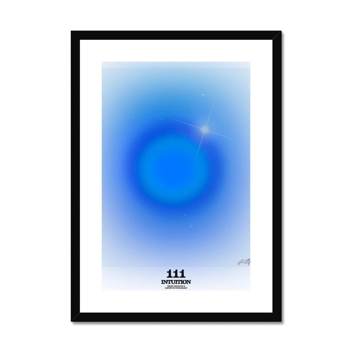 An angel number art print with a gradient aura. Add a touch of angel energy to your walls with a angel number auras. The perfect wall art posters to create a soft and dreamy aesthetic with your apartment or dorm decor. 111 Intuition: Trust Your Gut & Listen To Your Heart