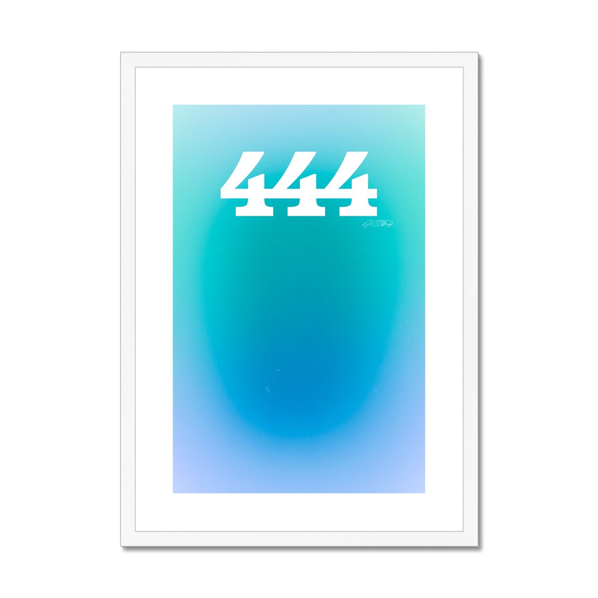 An angel number art print with a gradient aura. Add a touch of angel energy to your walls with a angel number auras. The perfect wall art posters to create a soft and dreamy aesthetic with your apartment or dorm decor. 444 Protection: The Universe And Your Spiritual Guides Are Protecting You.