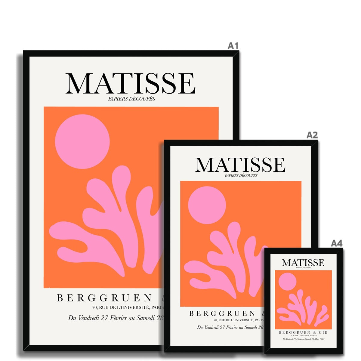 © les muses / Matisse wall art prints featuring flora cut outs or "Papiers Découpés" in a danish pastel style. Matisse exhibition posters with paper cut-outs. Berggruen & Cie museum prints for your gallery wall.