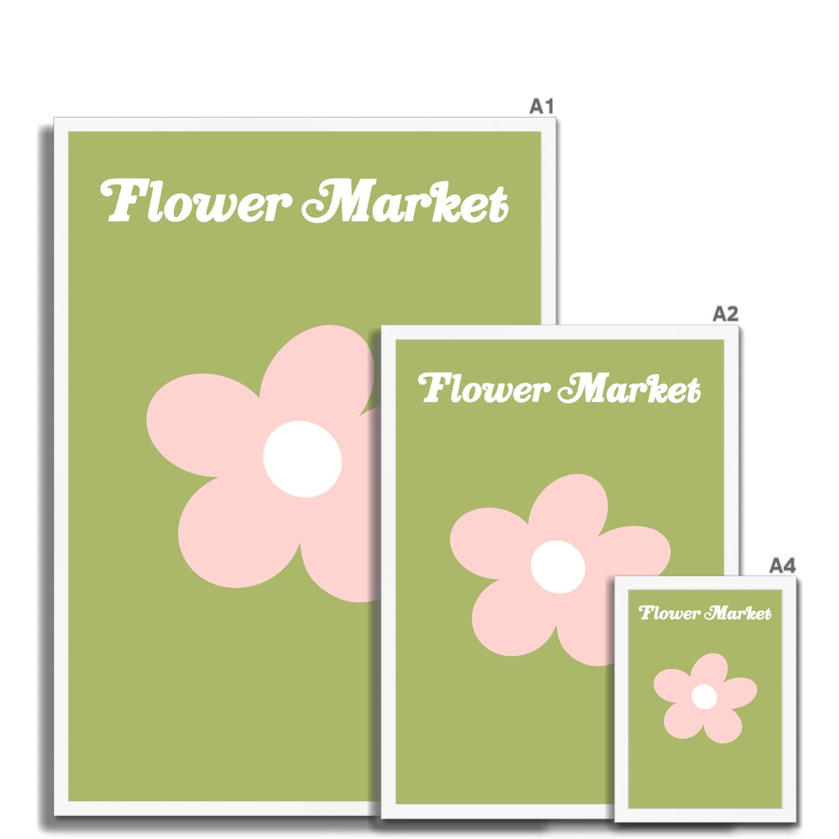 © les muses / Our Flower Market / Daisy collection features wall art with retro daisy designs under original hand drawn typography. Danish pastel posters full of daisies to brighten up any gallery wall. 