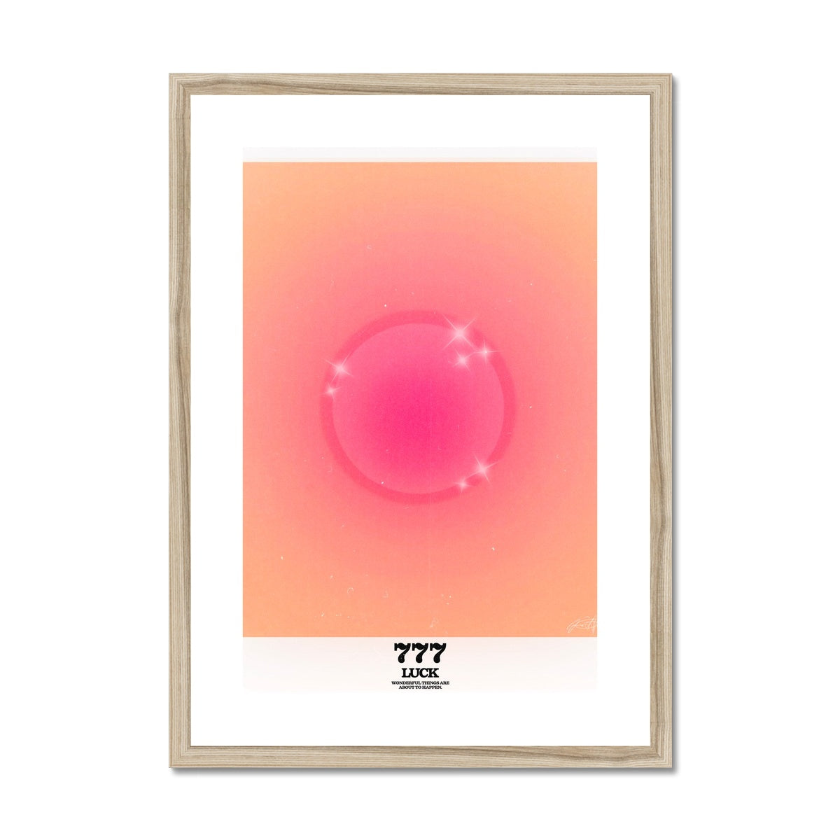 An angel number art print with a gradient aura. Add a touch of angel energy to your walls with a angel number auras. The perfect wall art posters to create a soft and dreamy aesthetic with your apartment or dorm decor. 777 Luck: Wonderful Things Are About To Happen