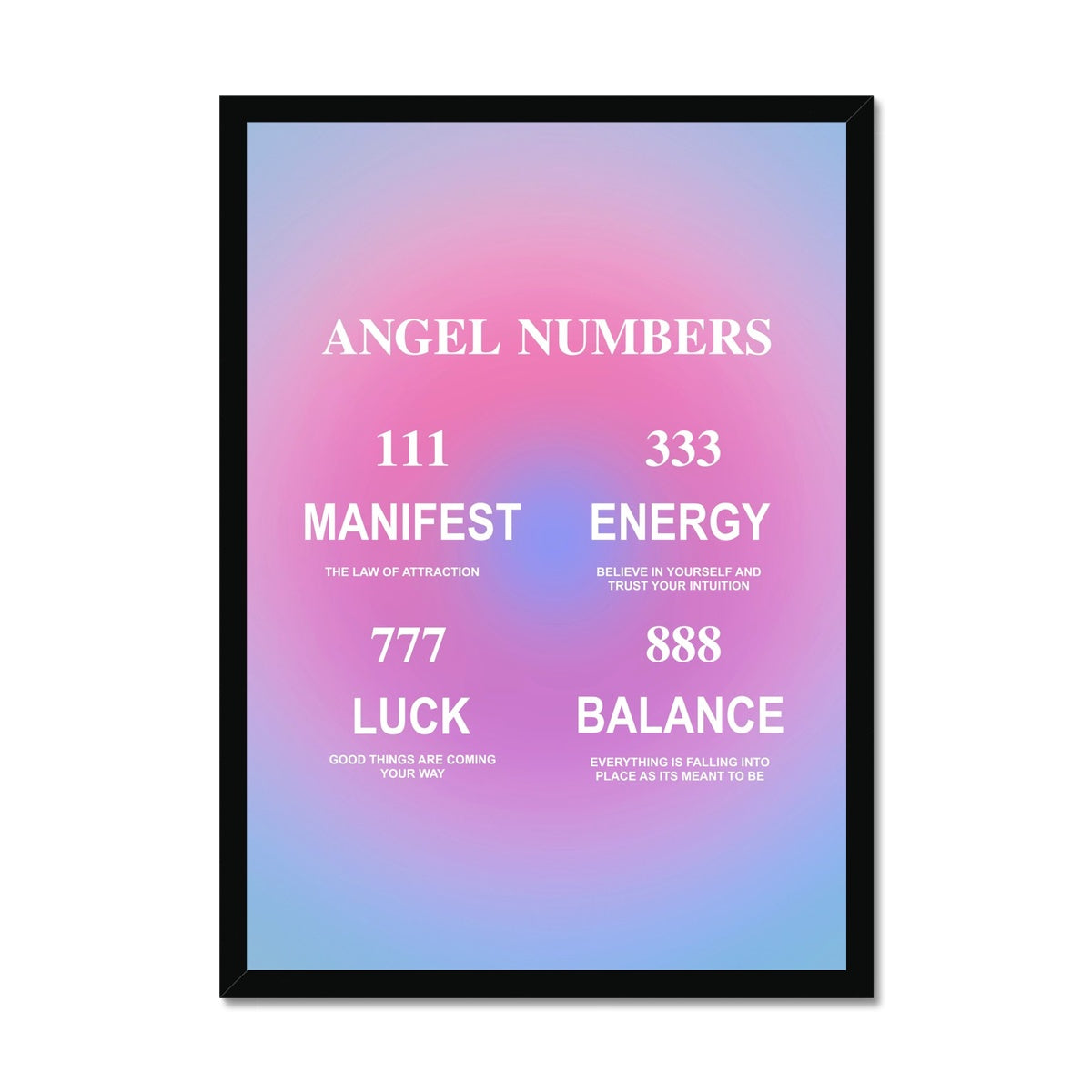 An angel number art print with a gradient aura. Add a touch of angel energy to your walls with a angel number auras. The perfect wall art posters to create a soft and dreamy aesthetic with your apartment or dorm decor.