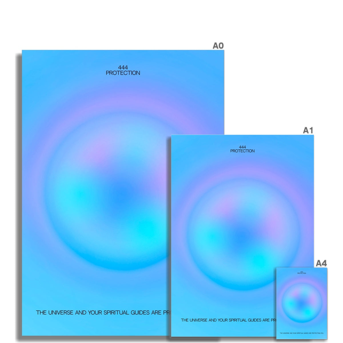 An angel number art print with a gradient aura. Add a touch of angel energy to your walls with a angel number auras. The perfect wall art posters to create a soft and dreamy aesthetic with your apartment or dorm decor. 444 Protection: The Universe And Your Spiritual Guides Are Protecting You.