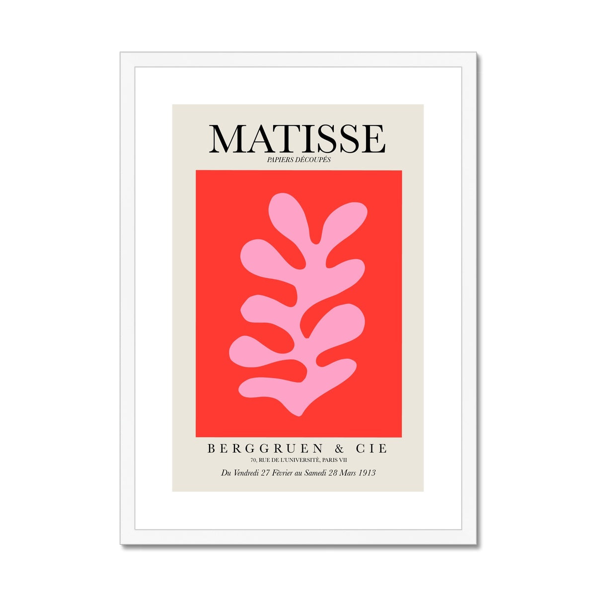 © les muses / Matisse wall art prints featuring flora cut outs or "Papiers Découpés" in a danish pastel style. Matisse exhibition posters with paper cut-outs. Berggruen & Cie museum prints for your gallery wall.