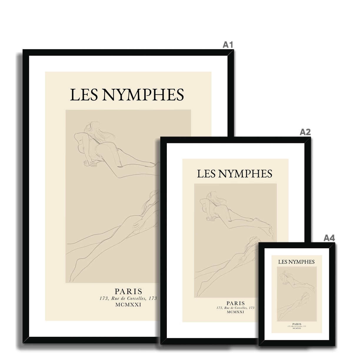 © les muses / Les Nymphes is a dreamy wall art collection featuring line art drawings of the female figure. The minimalist feminine art prints add a vintage Parisian touch to any wall gallery.