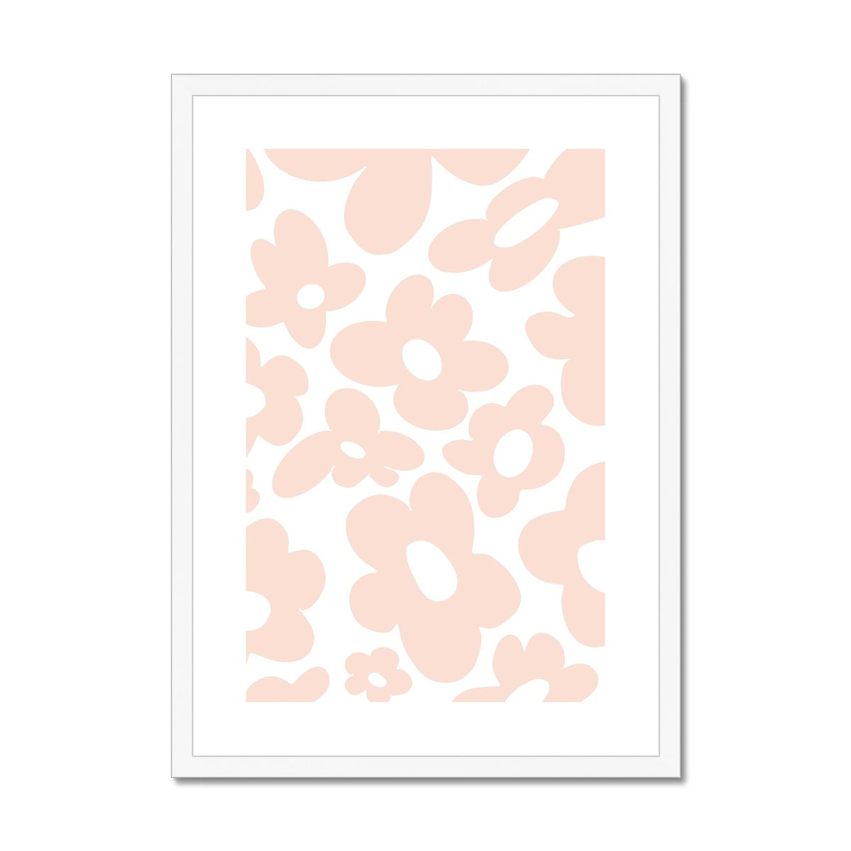 Retro flowers / Pink Framed & Mounted Print