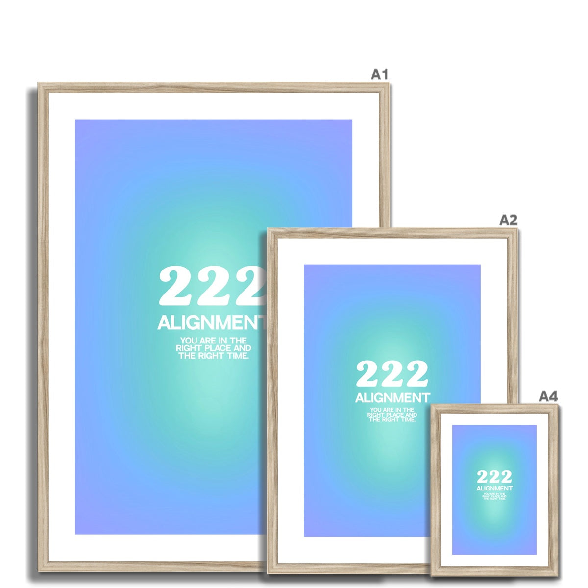 An angel number art print with a gradient aura. Add a touch of angel energy to your walls with a angel number auras. The perfect wall art posters to create a soft and dreamy aesthetic with your apartment or dorm decor. 222 Alignment: You Are In The Right Place And The Right Time.