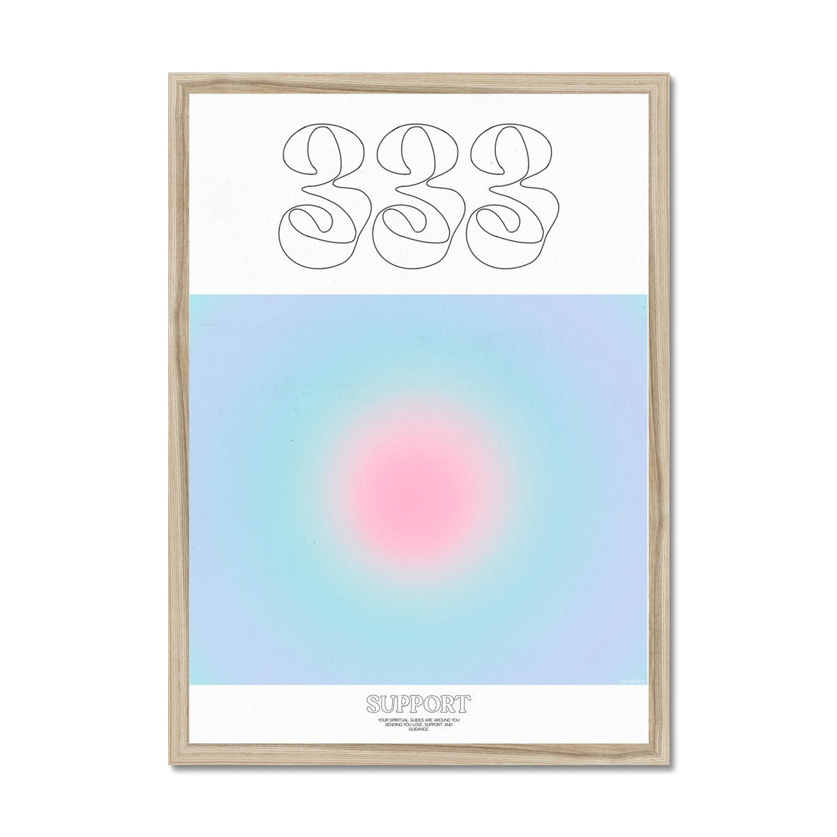 An angel number art print with a gradient aura. Add a touch of angel energy to your walls with a angel number auras. The perfect wall art posters to create a soft and dreamy aesthetic with your apartment or dorm decor. 333 Support: Your Spiritual Guides Are All Around You Sending You Love, Support And Guidance.