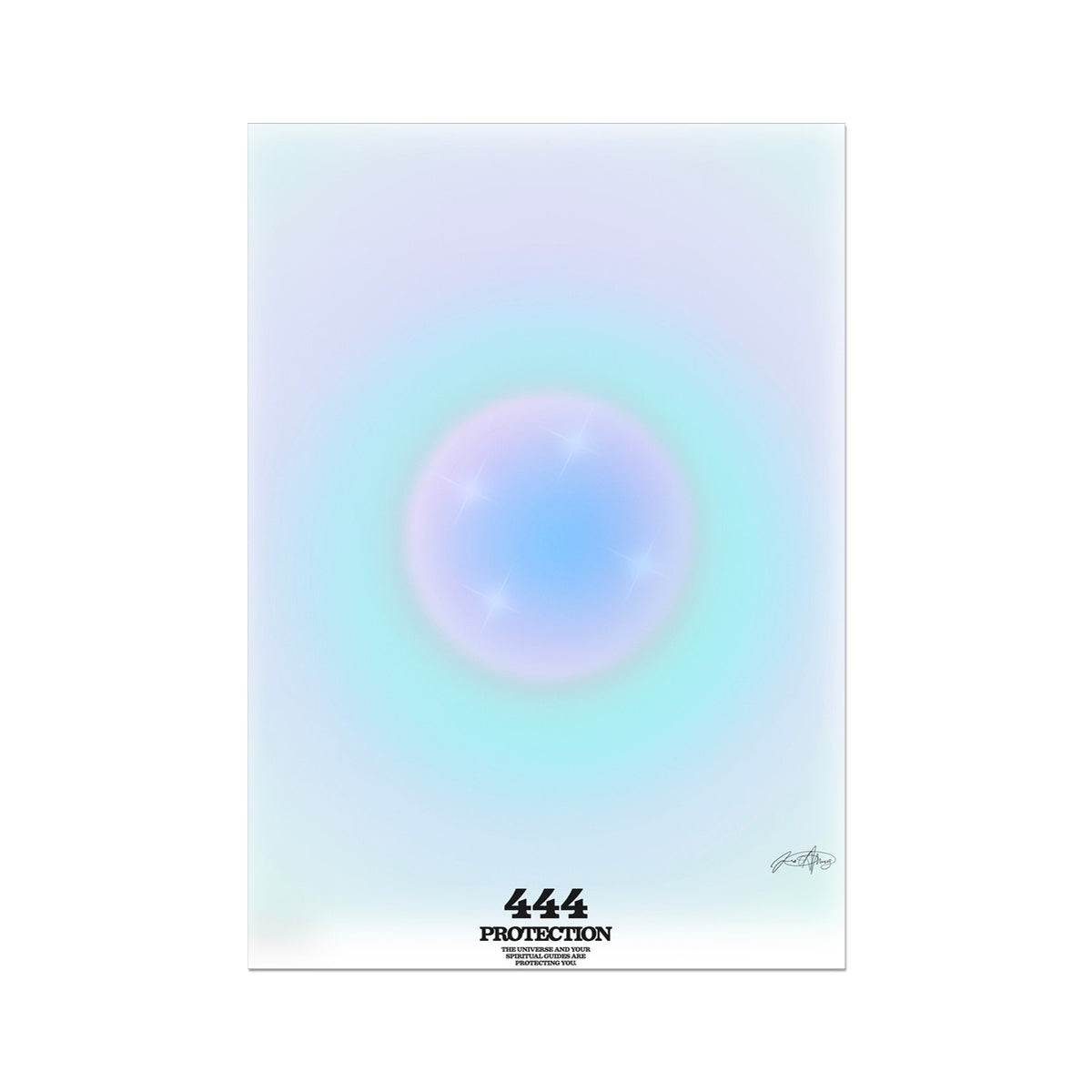 An angel number art print with a gradient aura. Add a touch of angel energy to your walls with a angel number auras. The perfect wall art posters to create a soft and dreamy aesthetic with your apartment or dorm decor. 444 Protection: The Universe And Your Spiritual Guides Are Protecting You.