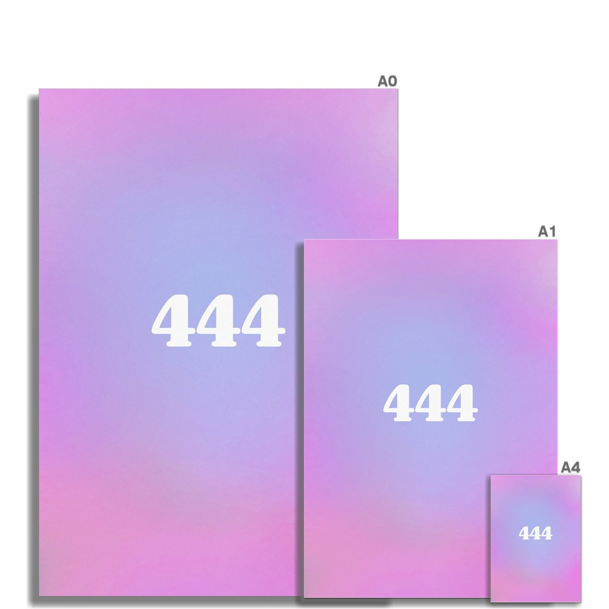 An angel number art print with a gradient aura. Add a touch of angel energy to your walls with a angel number auras. The perfect wall art posters to create a soft and dreamy aesthetic with your apartment or dorm decor. 444 Protection: The Universe And Your Spiritual Guides Are Protecting You.