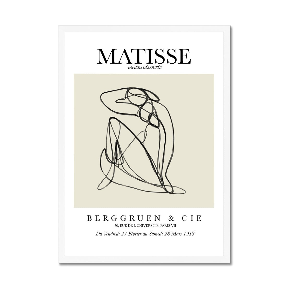 © les muses / Matisse wall art prints featuring nude figure line art or "Papiers Découpés" in a danish pastel style. Matisse exhibition posters with line art figures. Berggruen & Cie museum prints for your gallery wall. 