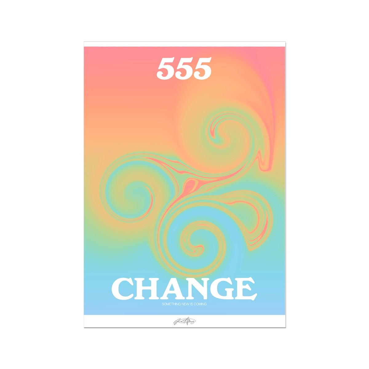 An angel number art print with a gradient aura. Add a touch of angel energy to your walls with a angel number auras. The perfect wall art posters to create a soft and dreamy aesthetic with your apartment or dorm decor. 555 Change: Something New Is Coming.