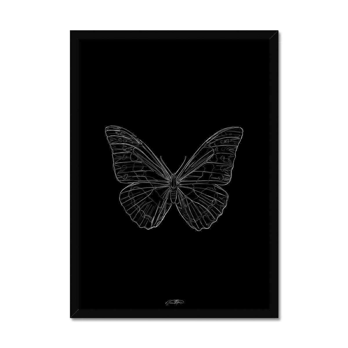papillon III - noir / line art n.33 Framed Print