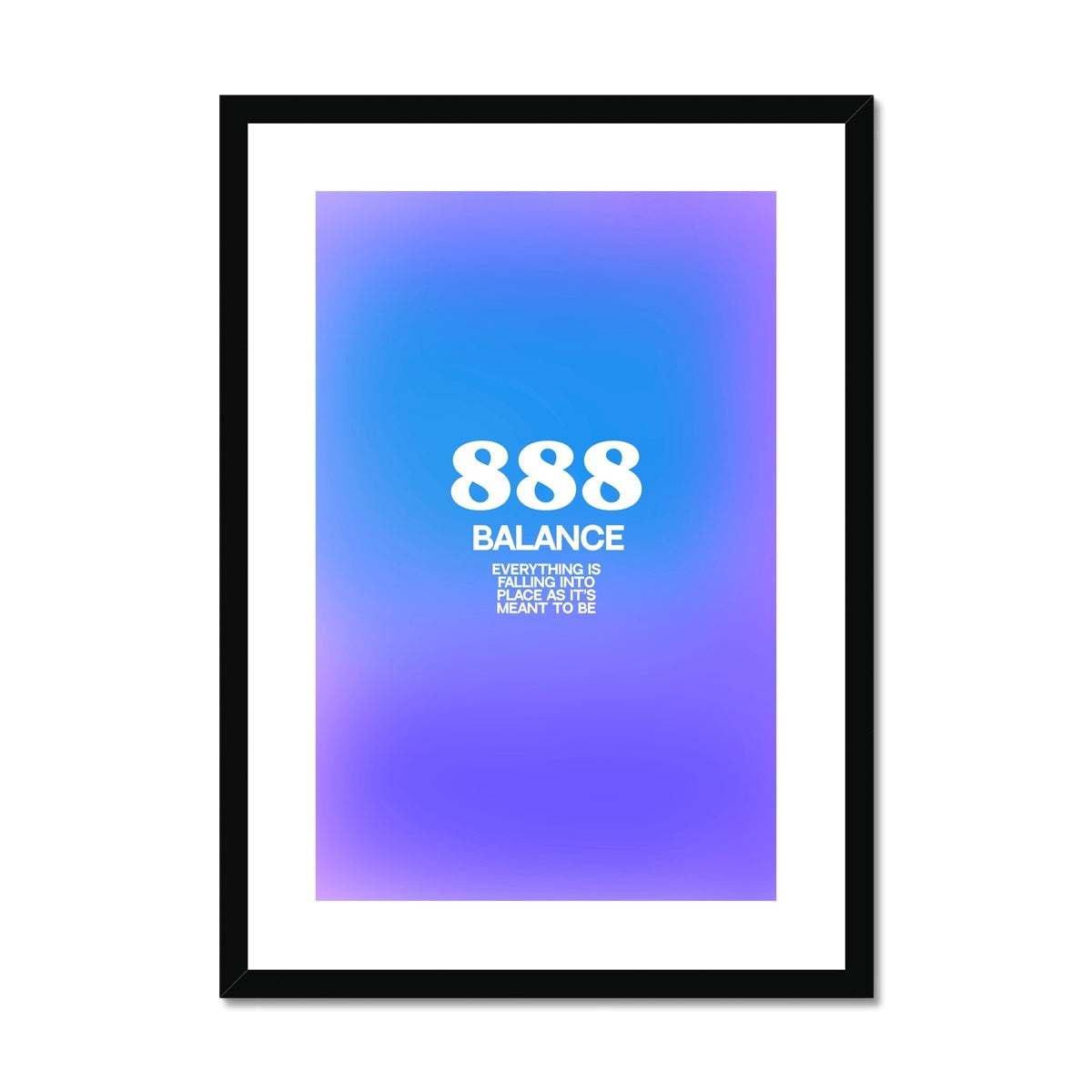 An angel number art print with a gradient aura. Add a touch of angel energy to your walls with a angel number auras. The perfect wall art posters to create a soft and dreamy aesthetic with your apartment or dorm decor. 888 Balance: Everything Is Falling Into Place As It’s Meant To Be.