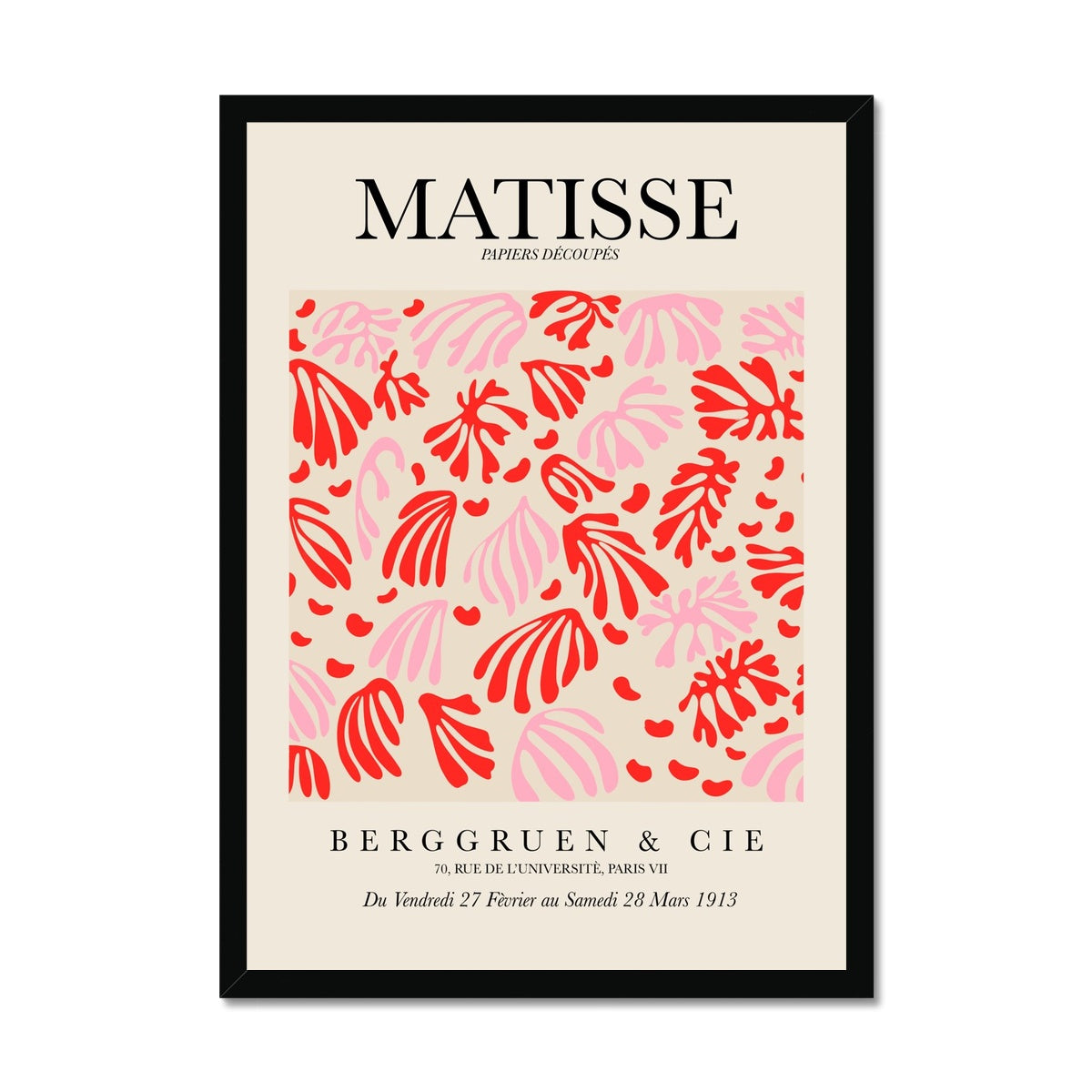 © les muses / Matisse wall art prints featuring flora cut outs or "Papiers Découpés" in a danish pastel style. Matisse exhibition posters with paper cut-outs. Berggruen & Cie museum prints for your gallery wall.