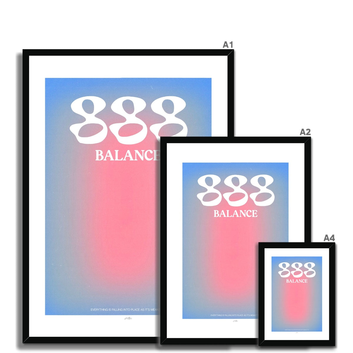 An angel number art print with a gradient aura. Add a touch of angel energy to your walls with a angel number auras. The perfect wall art posters to create a soft and dreamy aesthetic with your apartment or dorm decor. 888 Balance: Everything Is Falling Into Place As It’s Meant To Be.