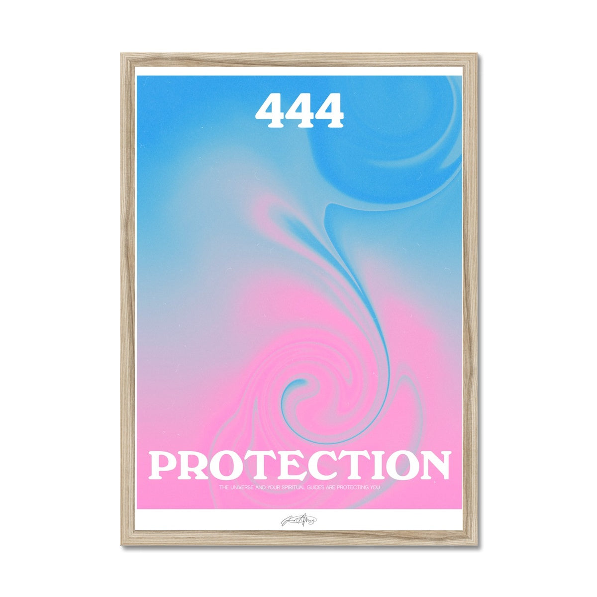 An angel number art print with a gradient aura. Add a touch of angel energy to your walls with a angel number auras. The perfect wall art posters to create a soft and dreamy aesthetic with your apartment or dorm decor. 444 Protection: The Universe And Your Spiritual Guides Are Protecting You.