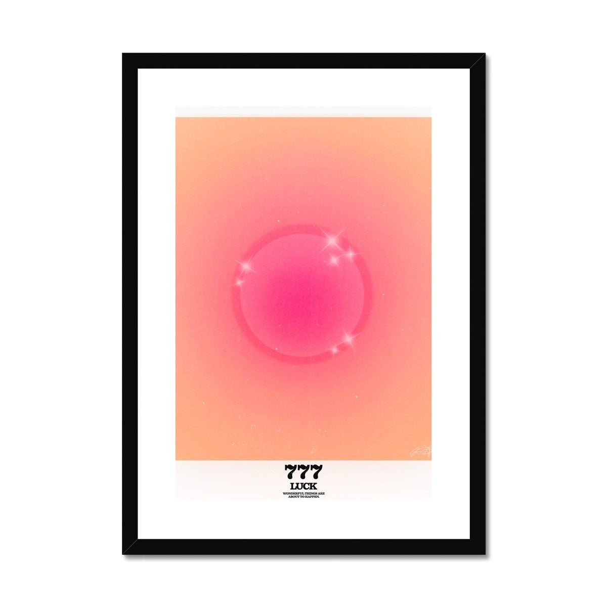 An angel number art print with a gradient aura. Add a touch of angel energy to your walls with a angel number auras. The perfect wall art posters to create a soft and dreamy aesthetic with your apartment or dorm decor. 777 Luck: Wonderful Things Are About To Happen