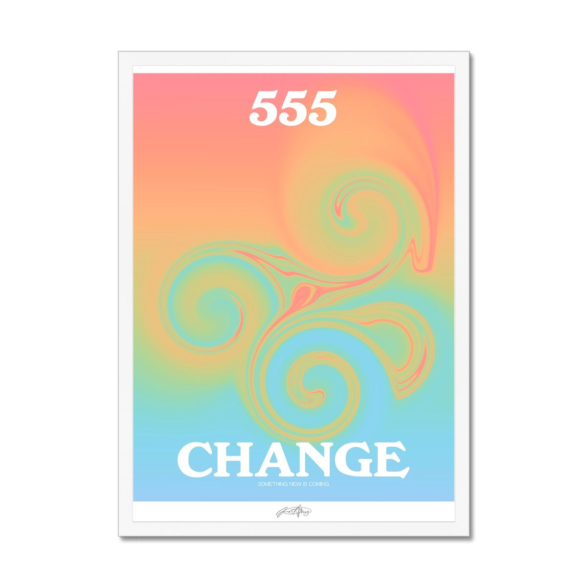 An angel number art print with a gradient aura. Add a touch of angel energy to your walls with a angel number auras. The perfect wall art posters to create a soft and dreamy aesthetic with your apartment or dorm decor. 555 Change: Something New Is Coming.