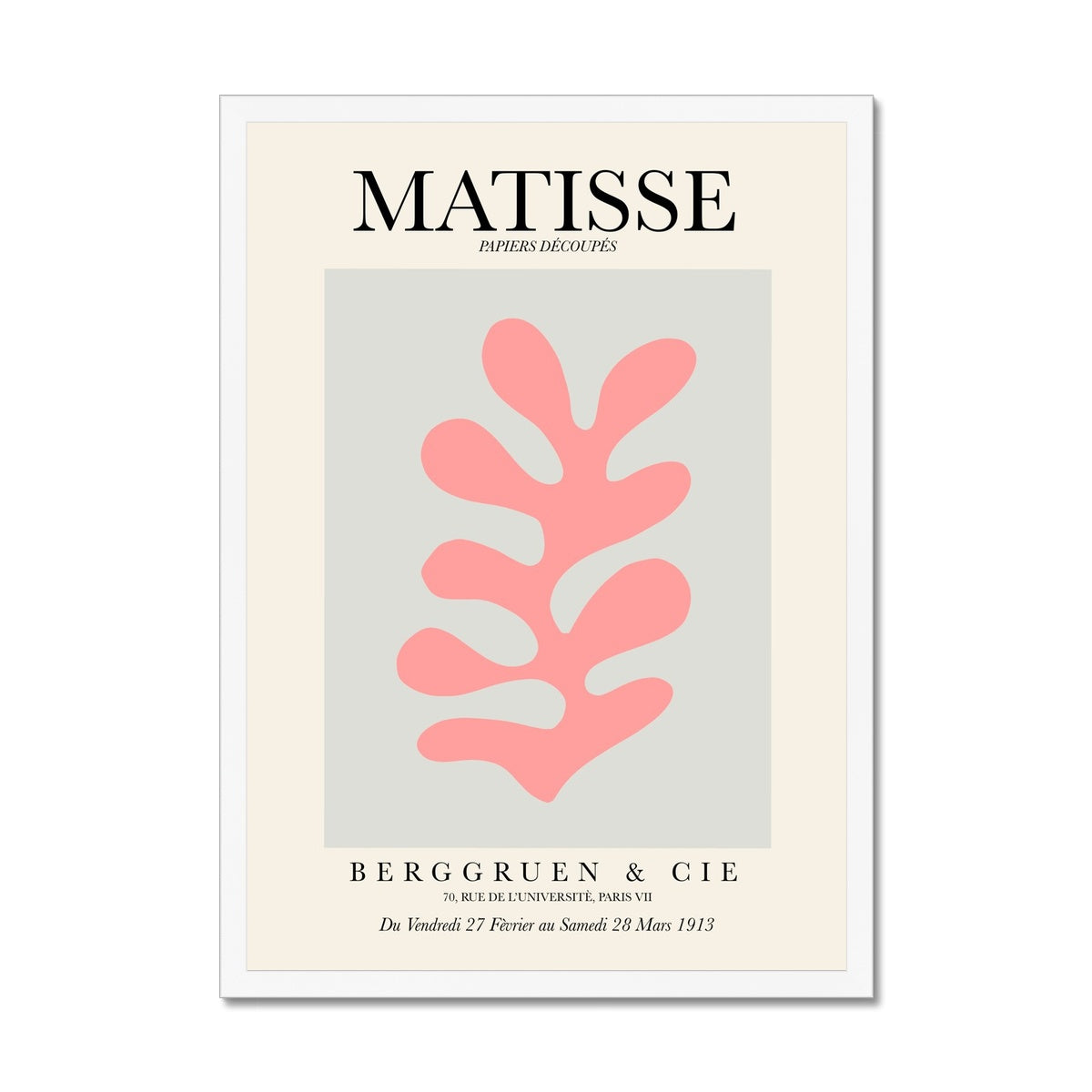 © les muses / Matisse wall art prints featuring flora cut outs or "Papiers Découpés" in a danish pastel style. Matisse exhibition posters with paper cut-outs. Berggruen & Cie museum prints for your gallery wall.