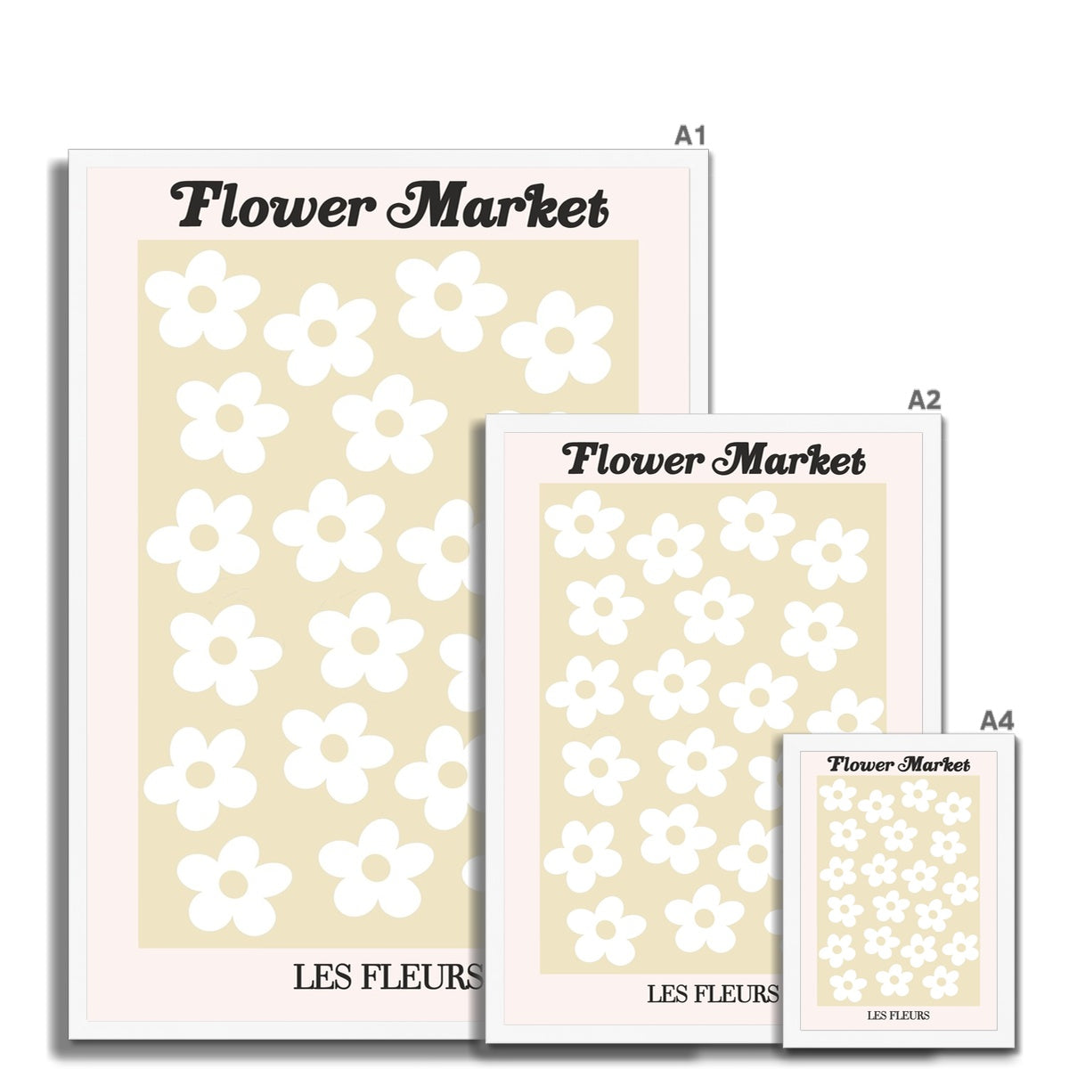 © les muses / Our Flower Market / Les Fleurs collection features wall art with a vibrant daisy design under original hand drawn typography. Danish pastel posters full of daisies to brighten up any gallery wall.
