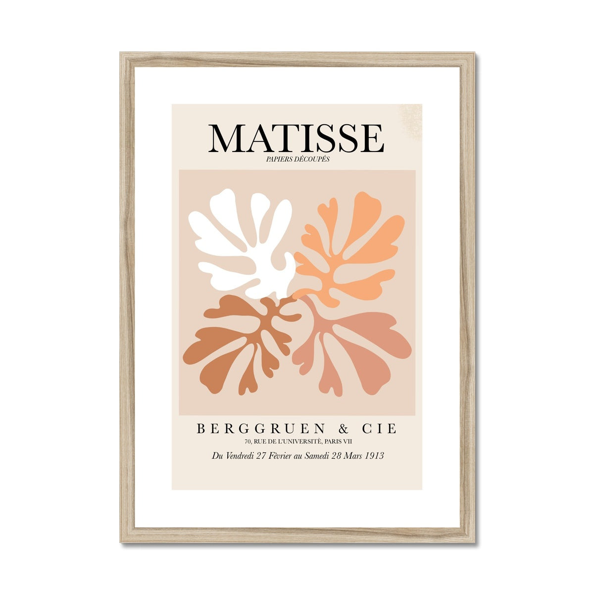 © les muses / Matisse wall art prints featuring flora cut outs or "Papiers Découpés" in a danish pastel style. Matisse exhibition posters with paper cut-outs. Berggruen & Cie museum prints for your gallery wall.