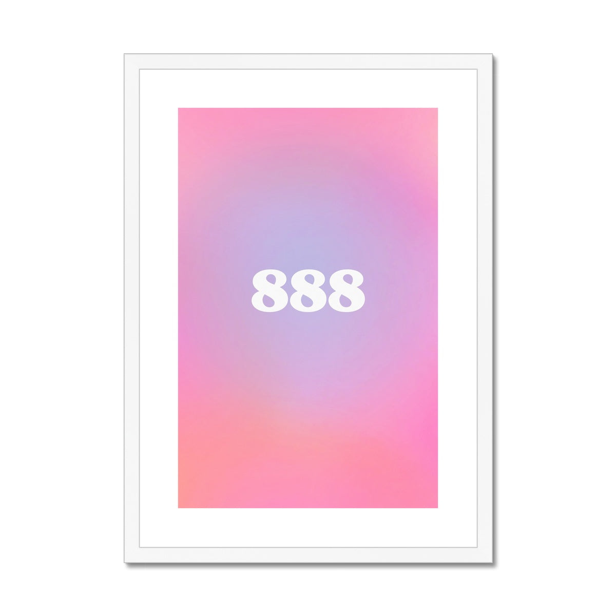 An angel number art print with a gradient aura. Add a touch of angel energy to your walls with a angel number auras. The perfect wall art posters to create a soft and dreamy aesthetic with your apartment or dorm decor. 888 Balance: Everything Is Falling Into Place As It’s Meant To Be.