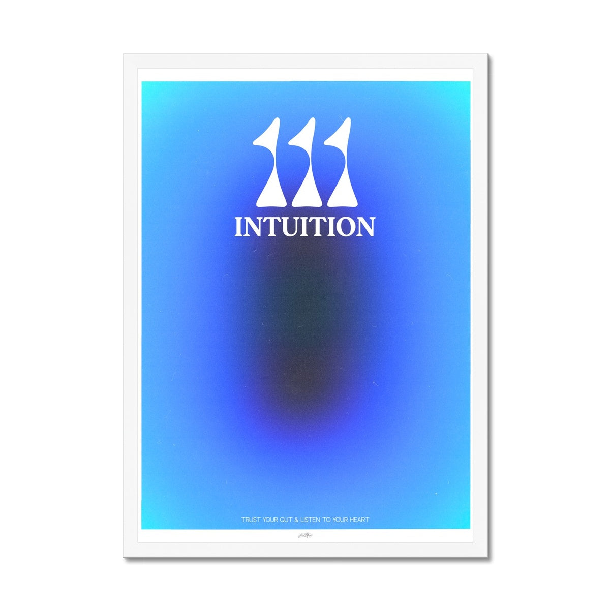 An angel number art print with a gradient aura. Add a touch of angel energy to your walls with a angel number auras. The perfect wall art posters to create a soft and dreamy aesthetic with your apartment or dorm decor. 111 Intuition: Trust Your Gut & Listen To Your Heart