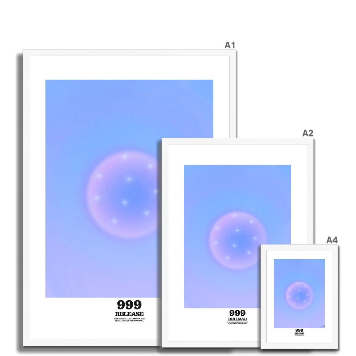 An angel number art print with a gradient aura. Add a touch of angel energy to your walls with a angel number auras. The perfect wall art posters to create a soft and dreamy aesthetic with your apartment or dorm decor. 999 Release: It’s Time To Let Go Of What’s No Longer Serving You.