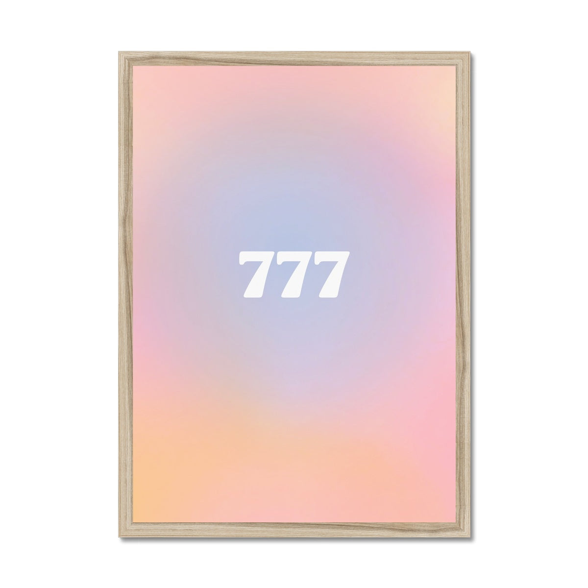 An angel number art print with a gradient aura. Add a touch of angel energy to your walls with a angel number auras. The perfect wall art posters to create a soft and dreamy aesthetic with your apartment or dorm decor. 777 Luck: Wonderful Things Are About To Happen