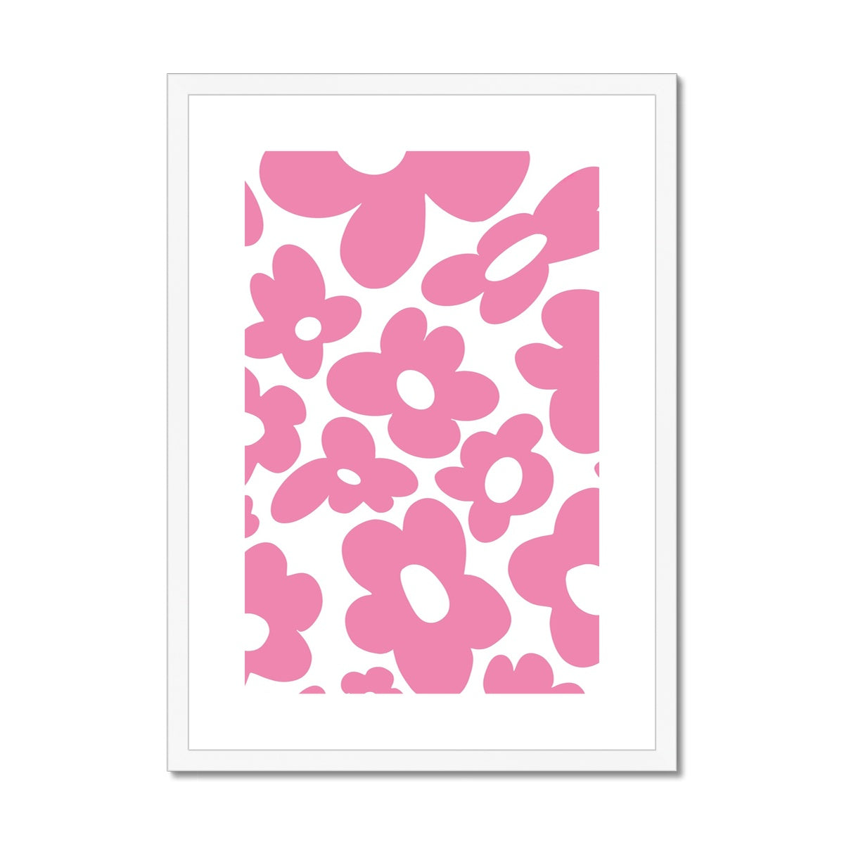 Retro flowers / Pink Framed & Mounted Print