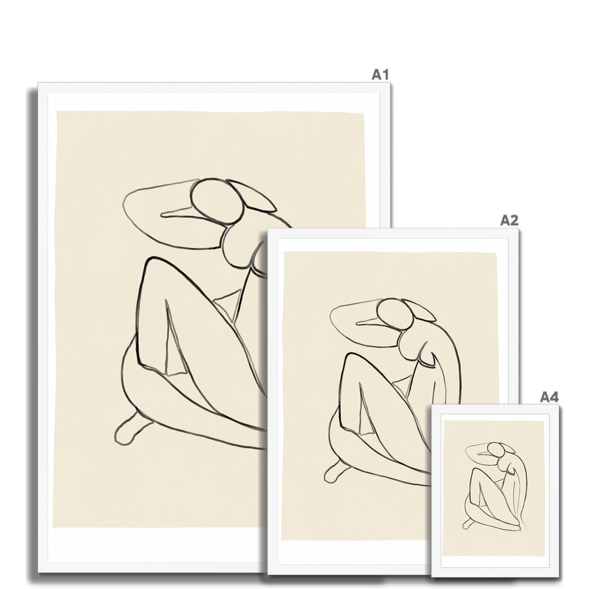 © les muses / Matisse wall art prints featuring nude figure cut outs or "Papiers Découpés" in a danish pastel style. Matisse exhibition posters with paper cut-outs. Berggruen & Cie museum prints for your gallery wall.