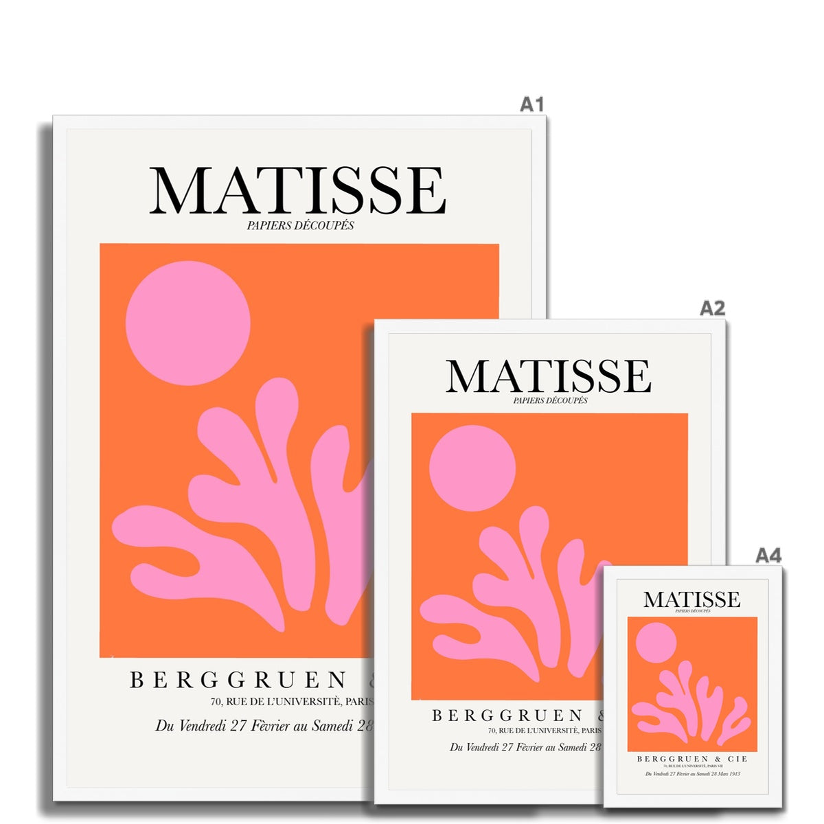 © les muses / Matisse wall art prints featuring flora cut outs or "Papiers Découpés" in a danish pastel style. Matisse exhibition posters with paper cut-outs. Berggruen & Cie museum prints for your gallery wall.