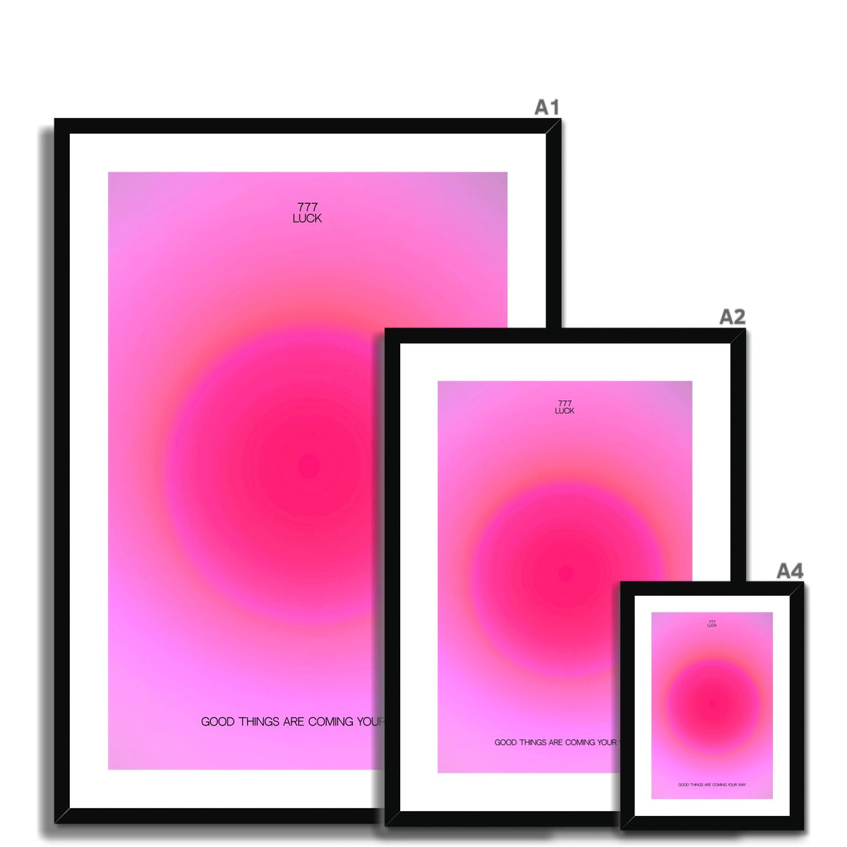 An angel number art print with a gradient aura. Add a touch of angel energy to your walls with a angel number auras. The perfect wall art posters to create a soft and dreamy aesthetic with your apartment or dorm decor. 777 Luck: Wonderful Things Are About To Happen