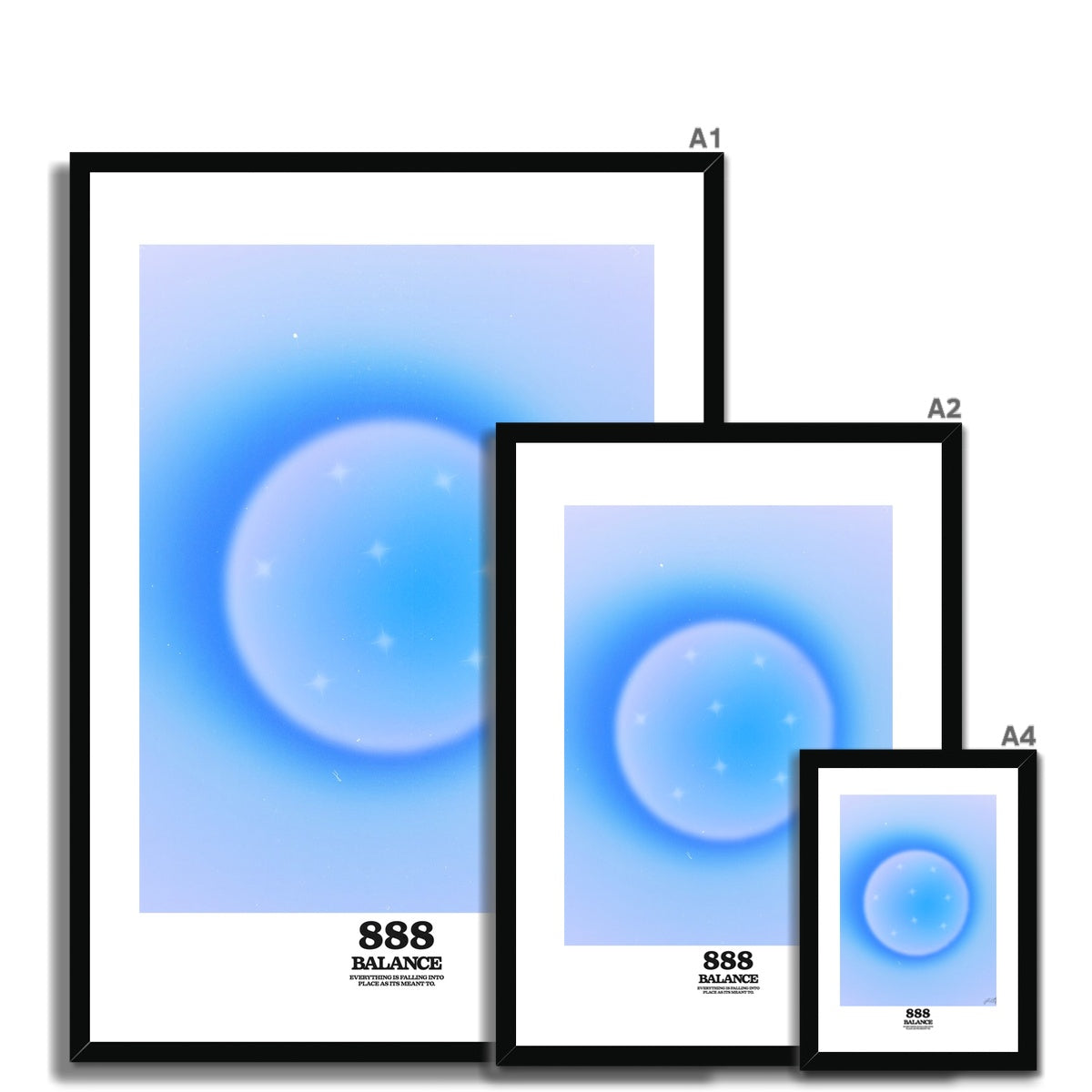 An angel number art print with a gradient aura. Add a touch of angel energy to your walls with a angel number auras. The perfect wall art posters to create a soft and dreamy aesthetic with your apartment or dorm decor. 888 Balance: Everything Is Falling Into Place As It’s Meant To Be.