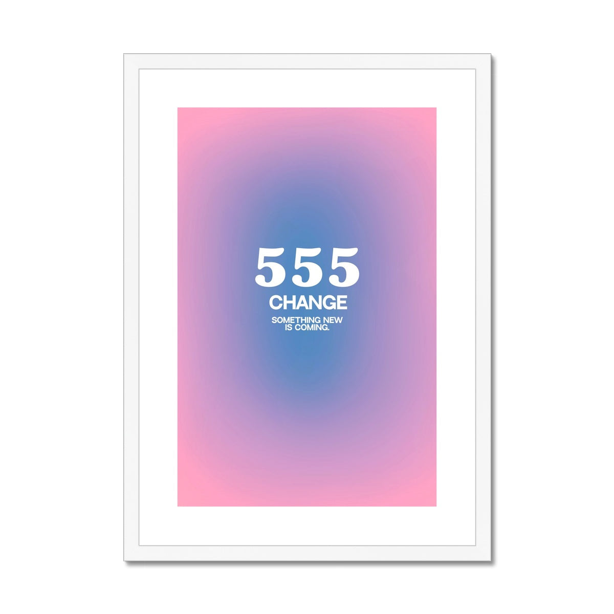 An angel number art print with a gradient aura. Add a touch of angel energy to your walls with a angel number auras. The perfect wall art posters to create a soft and dreamy aesthetic with your apartment or dorm decor. 555 Change: Something New Is Coming.