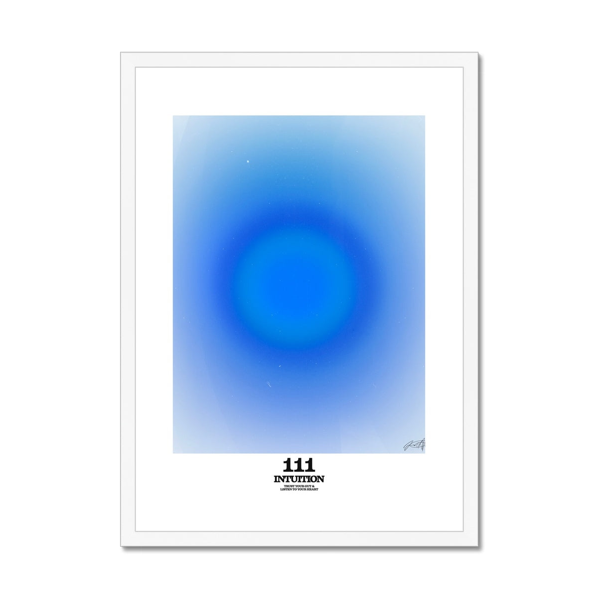 An angel number art print with a gradient aura. Add a touch of angel energy to your walls with a angel number auras. The perfect wall art posters to create a soft and dreamy aesthetic with your apartment or dorm decor. 111 Intuition: Trust Your Gut & Listen To Your Heart