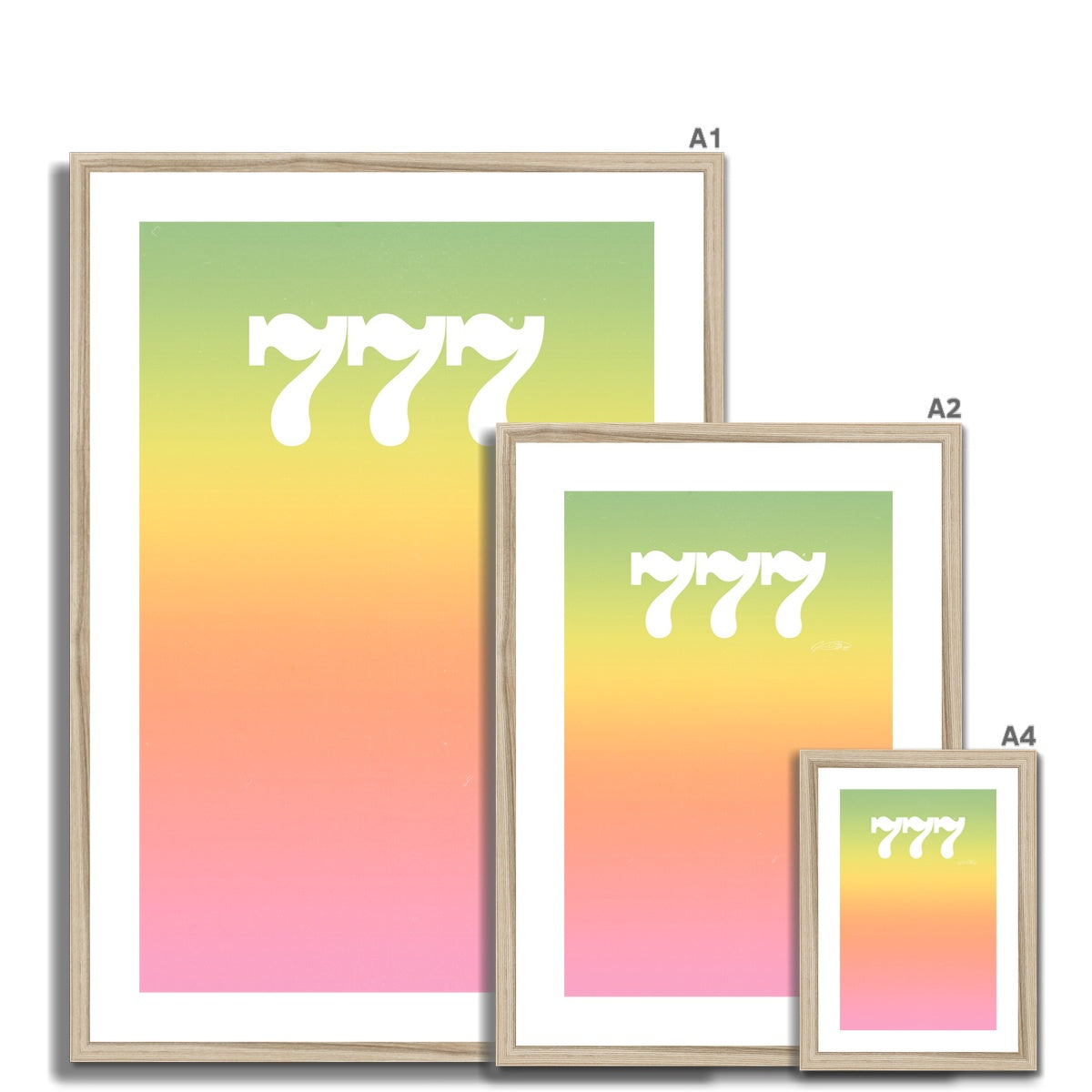 An angel number art print with a gradient aura. Add a touch of angel energy to your walls with a angel number auras. The perfect wall art posters to create a soft and dreamy aesthetic with your apartment or dorm decor. 777 Luck: Wonderful Things Are About To Happen