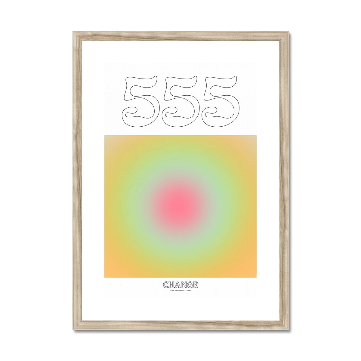 An angel number art print with a gradient aura. Add a touch of angel energy to your walls with a angel number auras. The perfect wall art posters to create a soft and dreamy aesthetic with your apartment or dorm decor. 555 Change: Something New Is Coming.