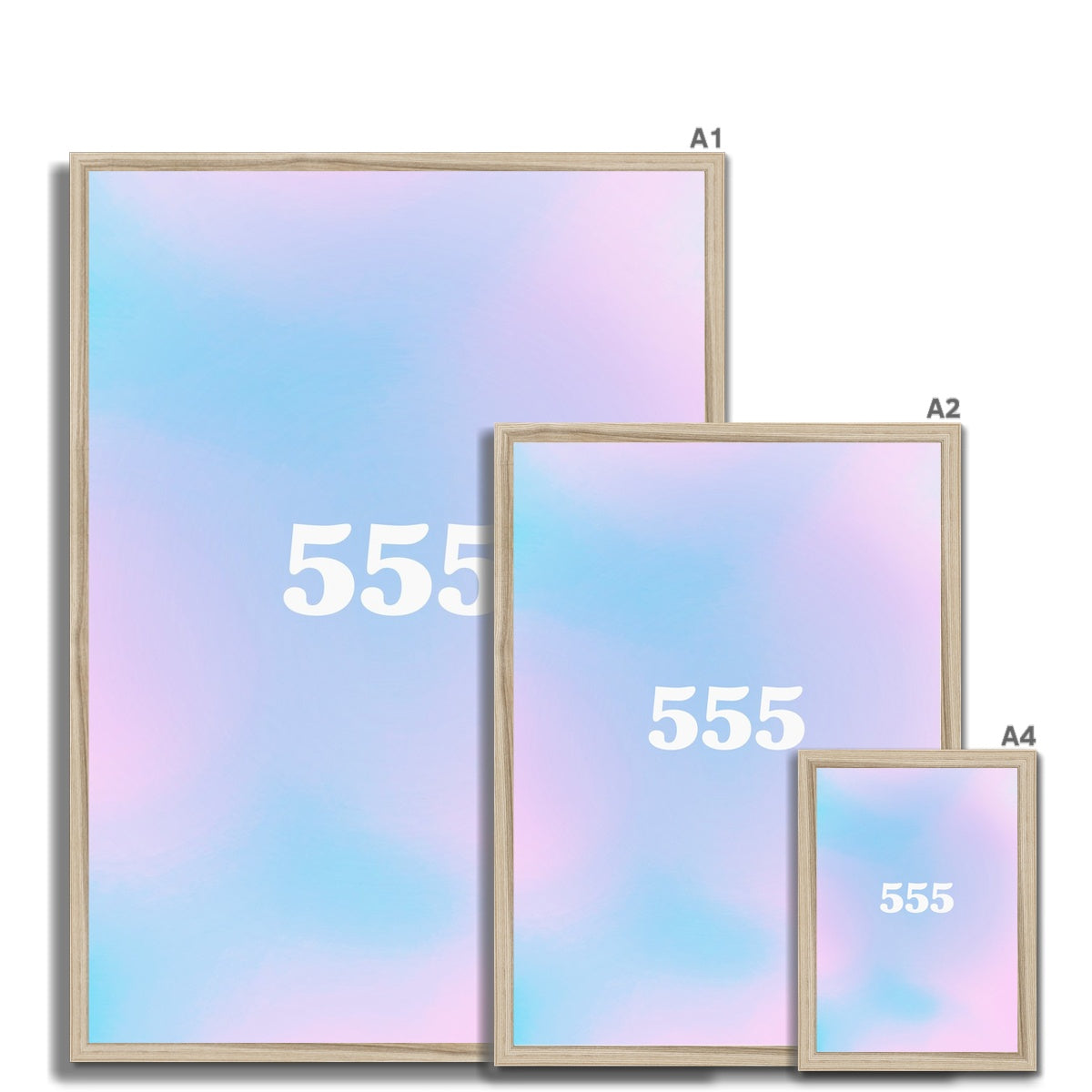 An angel number art print with a gradient aura. Add a touch of angel energy to your walls with a angel number auras. The perfect wall art posters to create a soft and dreamy aesthetic with your apartment or dorm decor. 555 Change: Something New Is Coming.